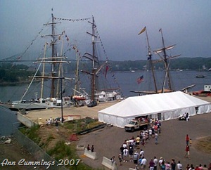 Line of People to Buy Tickets to See Tall Ships